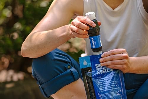 Sawyer Products SP129 Squeeze Water Filtration System w/ Two 32-Oz Squeeze Pouches, Straw, and Hydration Pack Adapter