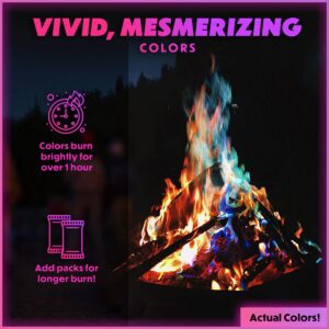 Magical Flames Fire Color Changing Packets for Campfires, Fire Pit, Outdoor Fireplaces - Camping Essentials for Kids & Adults - 12 Pack