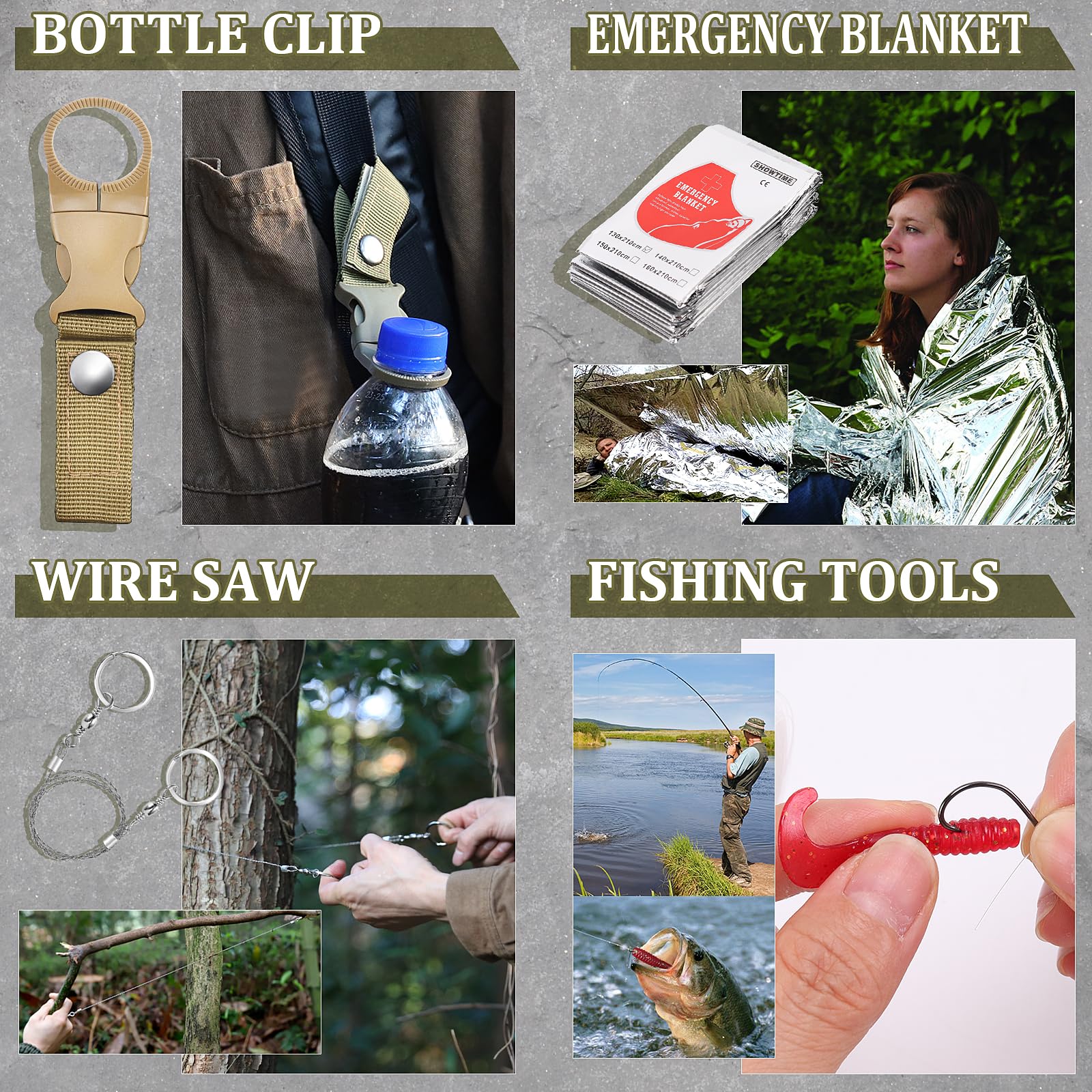 Gifts for Men Dad Husband Boyfriend Him, Survival Kits, 14 in 1 Survival Gear Camping Essentials Cool Gadgets for Camping Hiking Wilderness Adventures and Disaster Preparedness