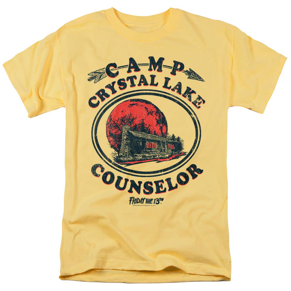 Friday The 13th Game Camp Crystal Lake Counselor T Shirt & Stickers (Large) Banana