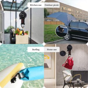 CONBOLA Suction Cup Hooks Heavy Duty 4 Pieces Car Camping Essentials Upgraded Tie Down Suction Cup Camper Accessories with Securing Hook Strong Power for RV Boat Window Glass Camping Trap.(4 pcs)