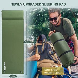 Elegear Self Inflating Sleeping Pad, 3.1" Ultra-Thick Memory Foam Camping Pad with Pillow Fast Inflating in 20s Insulated Camping Mattress Pad 4-Season Camp Sleeping Mat for Camping/Travel/Car/Tent