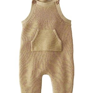 little planet by carter's unisex-baby Organic Cotton Sweater Knit Overalls, Camp Khaki, 3 Months