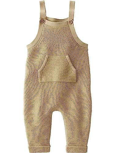 little planet by carter's unisex-baby Organic Cotton Sweater Knit Overalls, Camp Khaki, 3 Months