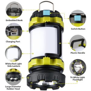 BOBKID 2 Pack Camping Lantern, Outdoor Led Camping Lantern, Rechargeable Flashlights with 1000LM, 6 Modes, 4000mAh Power Bank, IPX5 Waterproof Portable Emergency Camping Light for Hurricane Hiking