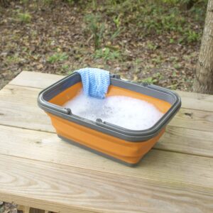 ust FlexWare Collapsible Sink with 2.25 Gal Wash Basin for Washing Dishes and Person During Camping, Hiking and Home, Orange, One Size (20-02735)