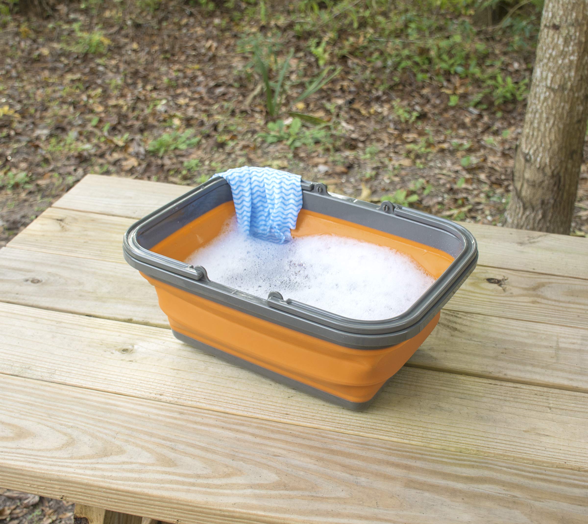 ust FlexWare Collapsible Sink with 2.25 Gal Wash Basin for Washing Dishes and Person During Camping, Hiking and Home, Orange, One Size (20-02735)