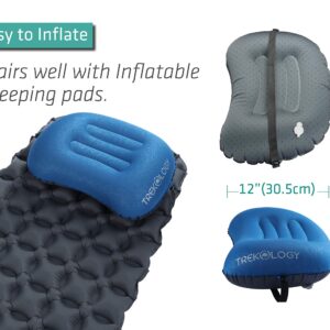 TREKOLOGY Ultralight Inflatable Camping Travel Pillow - ALUFT 2.0 Compressible, Compact, Comfortable, Ergonomic Inflating Pillows for Neck & Lumbar Support While Camp, Hiking, Backpacking