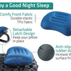 TREKOLOGY Ultralight Inflatable Camping Travel Pillow - ALUFT 2.0 Compressible, Compact, Comfortable, Ergonomic Inflating Pillows for Neck & Lumbar Support While Camp, Hiking, Backpacking