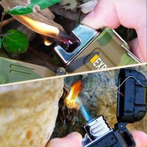 2 Pack Waterproof Lighter Outdoor Windproof Torch Lighter Dual Arc Lighter Butane Electric Lighter USB Rechargeable Lighter Flameless Plasma Lighter