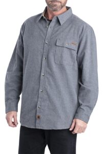 legendary whitetails men's flannel shirt with corduroy cuffs, charcoal heather, large, 6464