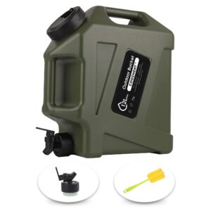 COOZMENT 3.2 Gallon (12L) Portable Water Containers with Spigot, BPA Free Water Jug, Military Green Water Tank, Multifunction Water Storage Containers for Camping Outdoor Hiking,Emergency Stroage