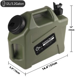 COOZMENT 3.2 Gallon (12L) Portable Water Containers with Spigot, BPA Free Water Jug, Military Green Water Tank, Multifunction Water Storage Containers for Camping Outdoor Hiking,Emergency Stroage