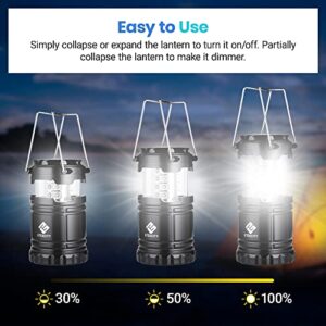 Etekcity Camping Lanterns for Power Outages 4 Pack, Flashlight for Camping Essentials, Emergency Led Battery Operated Lights, Survival Kit and Gear for Hurricane, Black