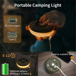 HAMLITE Camping String Lights,2 in 1 Outdoor Waterproof Portable Stowable String Light with 5 Lighting Modes(32.8Ft), USB Camping Lights, Rechargeable String Lights for Camping Yard Hiking,Decoration