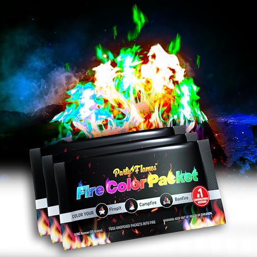 Fire Color Changing Packets Fire Pit (4 Pack) - Perfect for Any Campfire, Bonfire, Fire Pits & Outdoor Fireplaces - Perfect Magic Fire Cosmic Mystical Fire Campfire Accessories - Camping Games