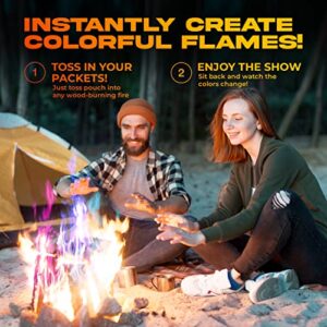 Fire Color Changing Packets Fire Pit (4 Pack) - Perfect for Any Campfire, Bonfire, Fire Pits & Outdoor Fireplaces - Perfect Magic Fire Cosmic Mystical Fire Campfire Accessories - Camping Games