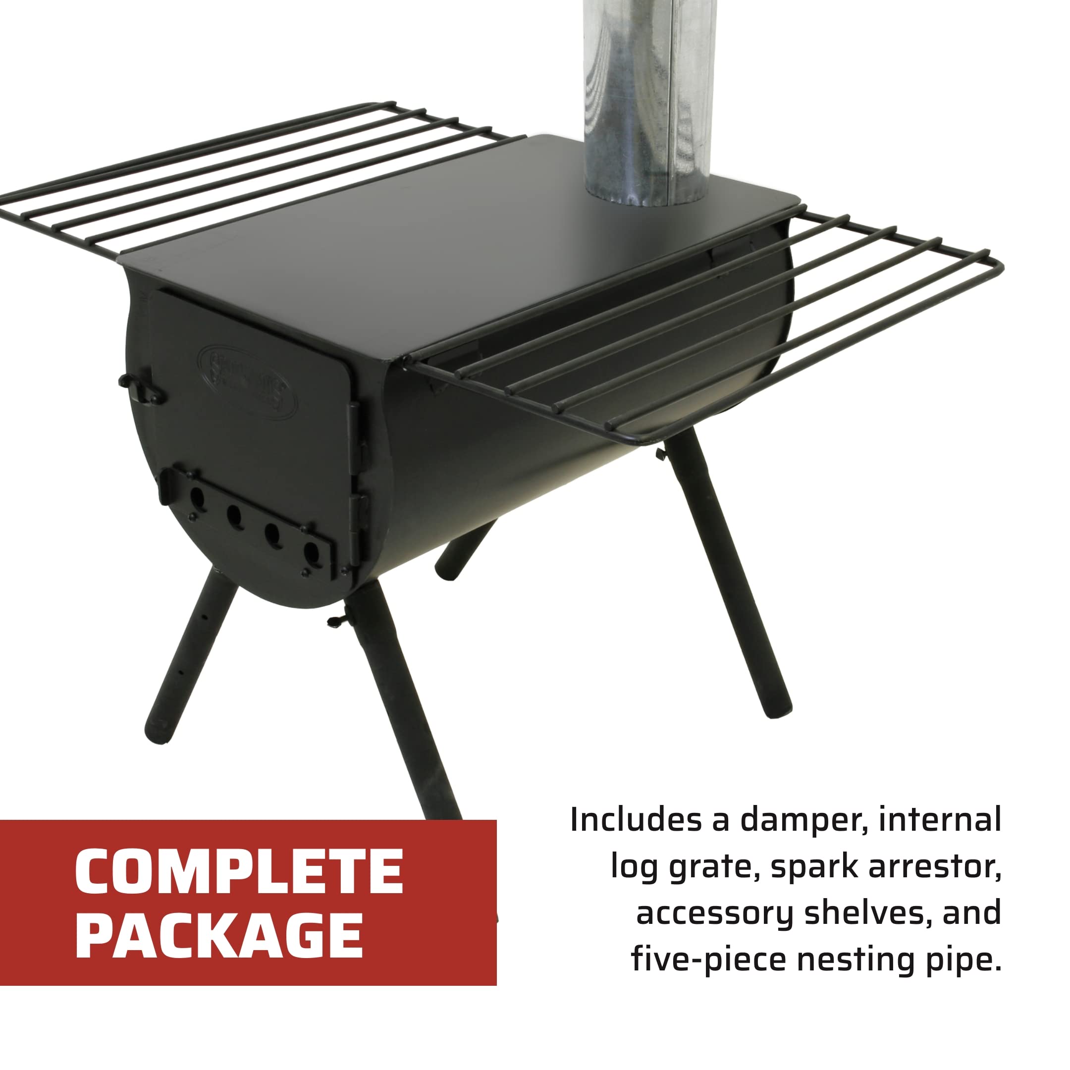 Camp Chef Alpine Heavy Duty Cylinder System - Wood-Burning Stove System for Wall Tent Camping - Camping Gear