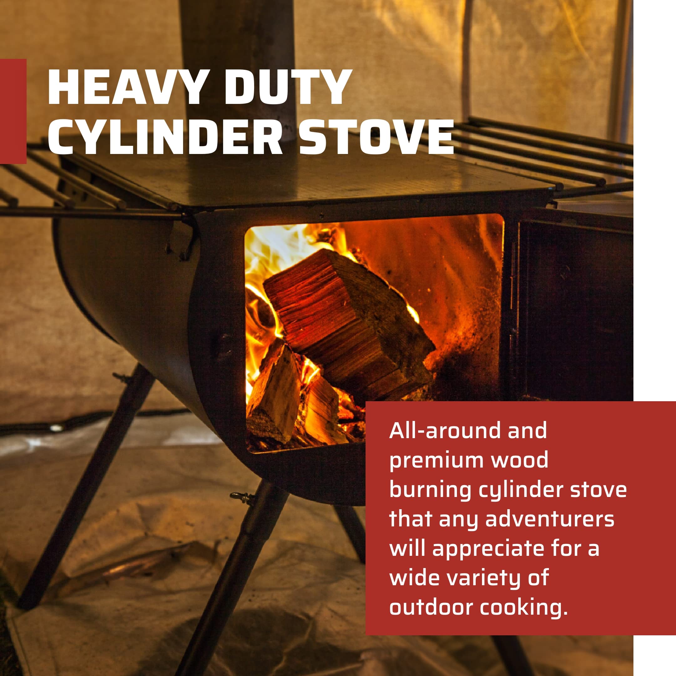 Camp Chef Alpine Heavy Duty Cylinder System - Wood-Burning Stove System for Wall Tent Camping - Camping Gear