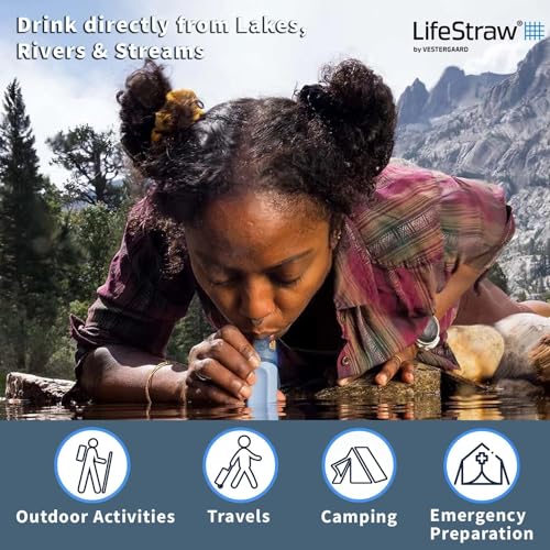 LifeStraw Peak Series Personal Water Filter for Hiking, Camping, Travel, and Emergency Preparedness, 1 Pack, Mountain Blue