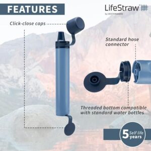 LifeStraw Peak Series Personal Water Filter for Hiking, Camping, Travel, and Emergency Preparedness, 1 Pack, Mountain Blue