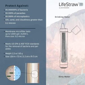 LifeStraw Peak Series Personal Water Filter for Hiking, Camping, Travel, and Emergency Preparedness, 1 Pack, Mountain Blue