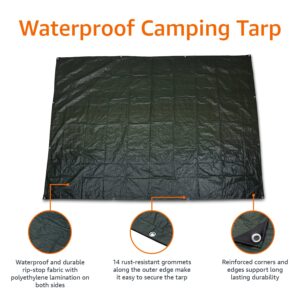Amazon Basics Waterproof Camping Tarp, 9.5 ft × 11.3 ft, Dark Green
