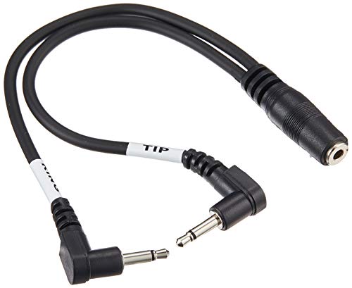 Hosa YMM-492 3.5 mm TRSF to Dual Right Angle 3.5 mm TS Air Travel Headphone Adaptor Cable