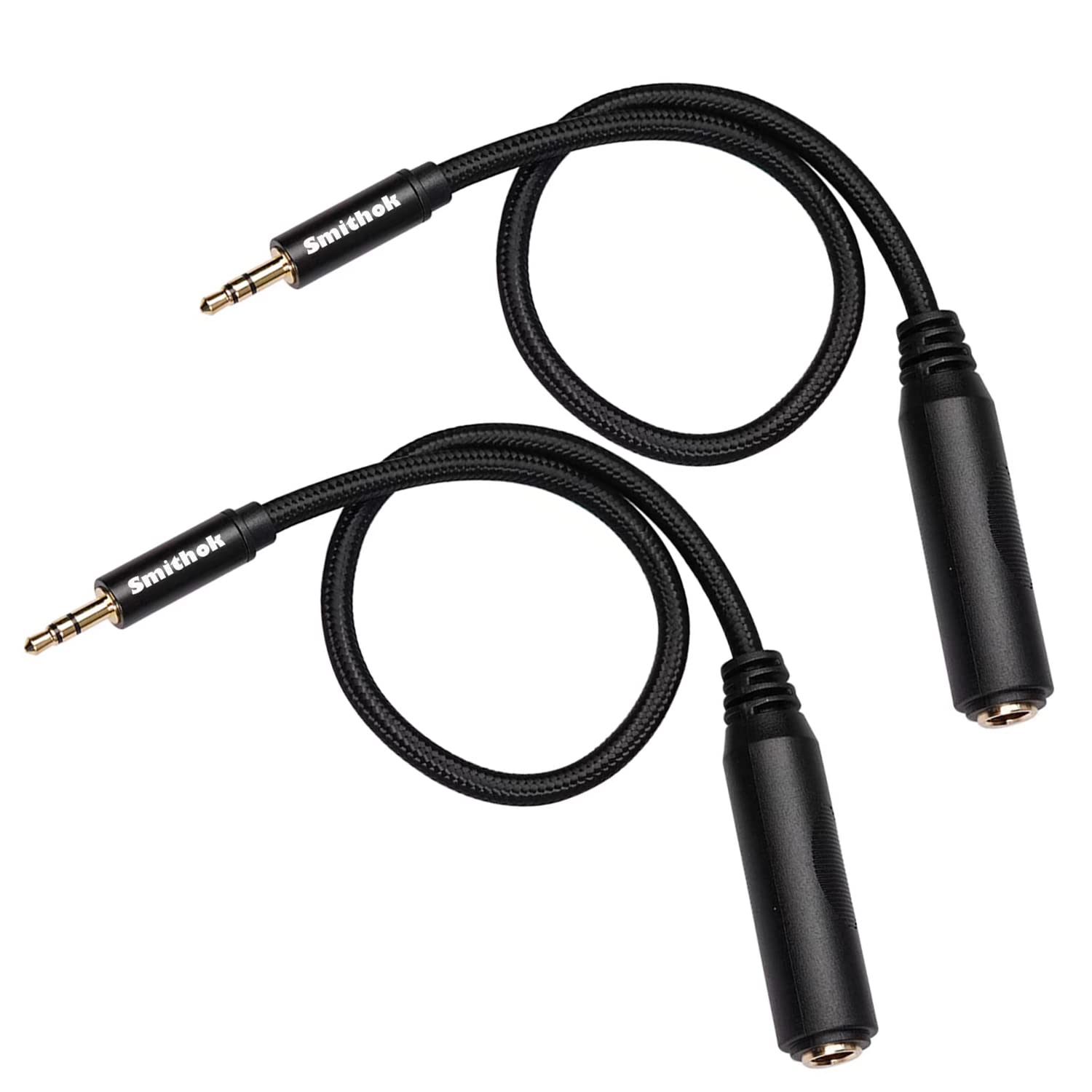 Smithok 2 Pack 3.5mm to 1/4 inch Female Headphone Adapter, Quarter 1/4 inch 6.35mm Stereo Female Jack to 1/8 inch 3.5mm Male Audio Adapter for Headphone, Amplifiers, Guitar, Amp etc.- 12inch/30cm