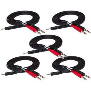 HOSA CMP-153 3.5 mm TRS to Dual 1/4" TS Stereo Breakout Cable, 3 Feet (5-Pack) & CMP-159 3.5 mm TRS to Dual 1/4" TS Stereo Breakout Cable, 10 Feet, Black, 1-Pack