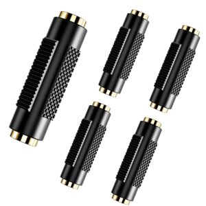 snllmzi 5pack 3.5 mm female to female adapter, 3.5mm stereo jack to 3.5mm stereo jack adapter connectors stereo coupler female to female - gold plated