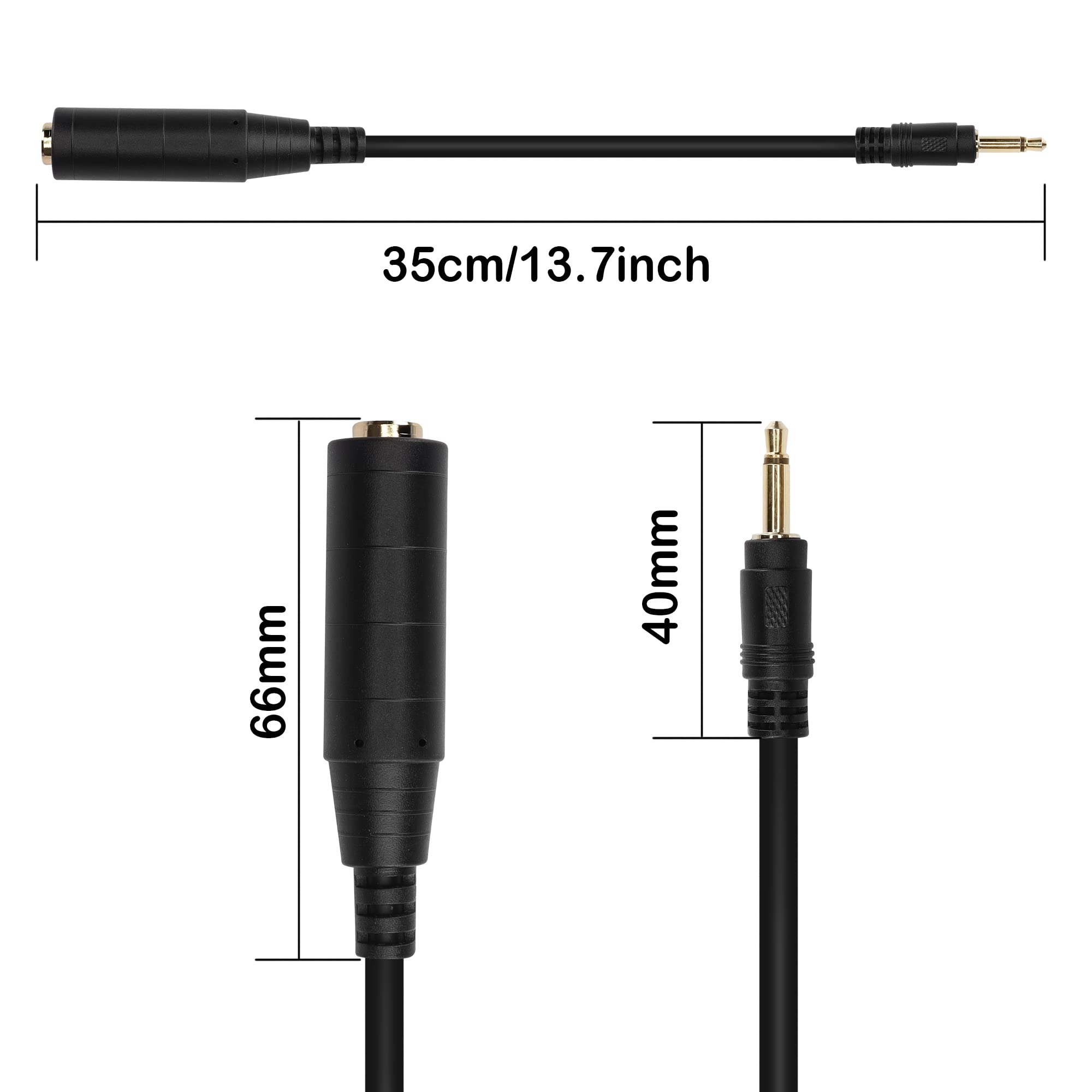 PNGKNYOCN 1/4 to 3.5mm Audio Adapter, 3.5mm (1/8 inch) TS Male to 6.35mm (1/4 inch) TS Female Short Cord for Amplifiers, Guitar, Home Theater Devices (0.3M)