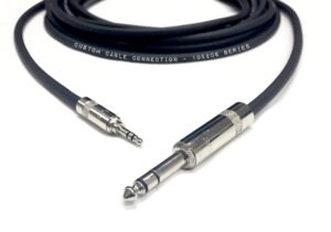 15 foot pro audio 1/4 inch (6.35mm) trs to 1/8 inch (3.5mm) trs balanced cable by custom cable connection