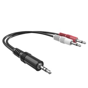 3.5mm Stereo Male to Dual 3.5mm Mono Male Audio Cable, 1ft 3.5mm 1/8" TRS Male to 2 x 3.5mm 1/8" TS Male Y Breakout Cable Splitter Adapter for Headphone, Speaker