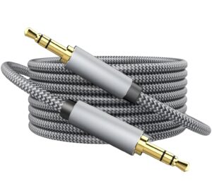 morelecs aux cord 20ft, 3.5mm audio cable nylon braided aux cable, 3.5mm male to male aux cord for car, headphones, home stereos, speaker