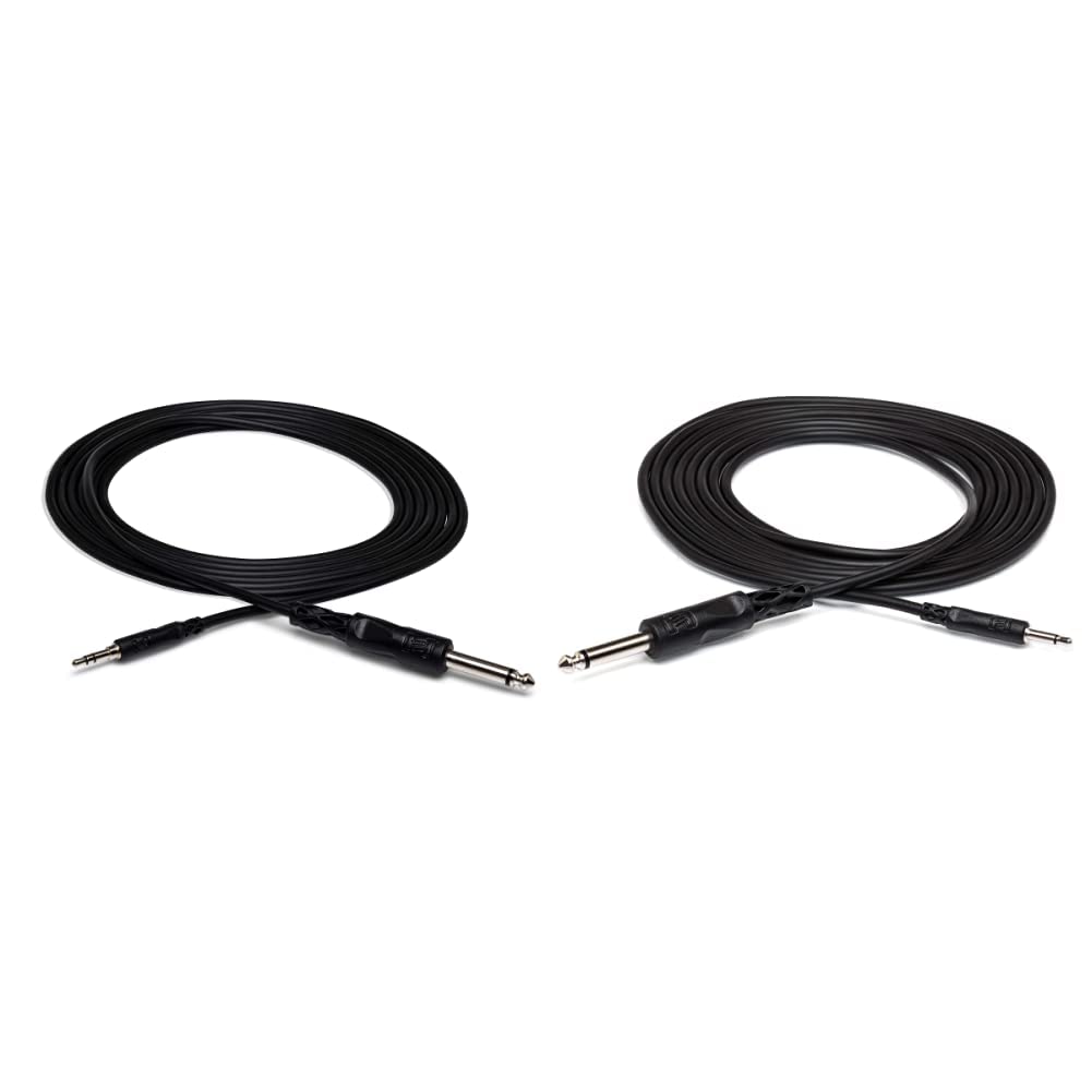 HOSA CMP-103 1/4" TS to 3.5 mm TRS Mono Interconnect Cable, 3 Feet & CMP-303 3.5 mm TS to 1/4" TS Mono Interconnect Cable, 3 feet