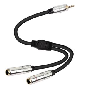 xmsjsiy 3.5mm to dual 6.35mm y splitter cable, 3.5mm 1/8" trs male to dual 6.35mm 1/4" ts female stereo audio cord adapter for headphone, speaker,home stereo systems-50cm/19.68inch