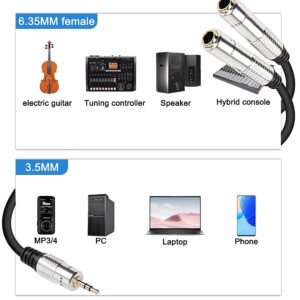 XMSJSIY 3.5mm to Dual 6.35mm Y Splitter Cable, 3.5mm 1/8" TRS Male to Dual 6.35mm 1/4" TS Female Stereo Audio Cord Adapter for Headphone, Speaker,Home Stereo Systems-50cm/19.68inch