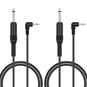 Bolvek 2 Pack 3ft 6.35mm 1/4" Mono Male to 3.5mm 1/8" TS Mono Male 90 Degree Right Angle Adapter Audio Cable Cord