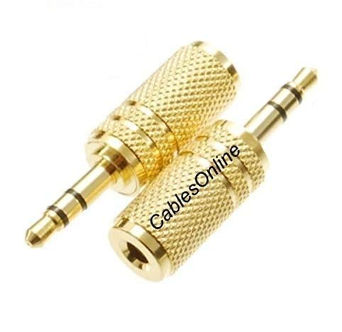 CablesOnline 2-Pack 3.5mm Stereo TRS Male Plug to 3.5mm Mono TS Female Jack Audio Adapters, AV-A37G-2