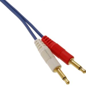 CablesOnline 3.5mm (1/8") TRS Stereo Male to Dual (Rd/Wh) 3.5mm (1/8") TS Mono Male Blue Audio Breakout Cable (1 Foot)