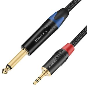 jomley 1/8 inch to 1/4 inch stereo cable, 6.35mm (1/4 inch) ts to 3.5mm (1/8 inch) trs stereo cable, 3.5mm trs stereo to 1/4 inch ts mono interconnect adapter cable - 3.3 ft