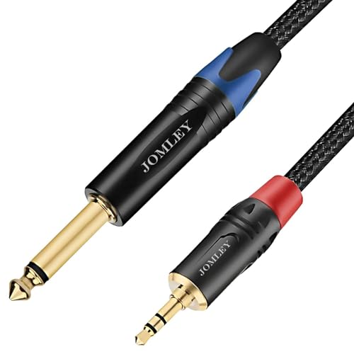 JOMLEY 1/8 inch to 1/4 inch Stereo Cable, 6.35mm (1/4 inch) TS to 3.5mm (1/8 inch) TRS Stereo Cable, 3.5mm TRS Stereo to 1/4 inch TS Mono Interconnect Adapter Cable - 3.3 ft