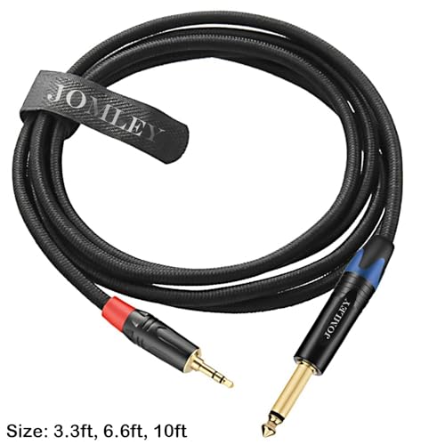 JOMLEY 1/8 inch to 1/4 inch Stereo Cable, 6.35mm (1/4 inch) TS to 3.5mm (1/8 inch) TRS Stereo Cable, 3.5mm TRS Stereo to 1/4 inch TS Mono Interconnect Adapter Cable - 3.3 ft