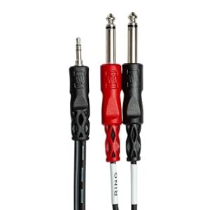 Music People CMP159 10 Inches Speaker Cable, Y Cable 1/8 Inch TRS to Dual 1/4 Inch TS Cable