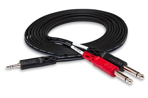 Music People CMP159 10 Inches Speaker Cable, Y Cable 1/8 Inch TRS to Dual 1/4 Inch TS Cable