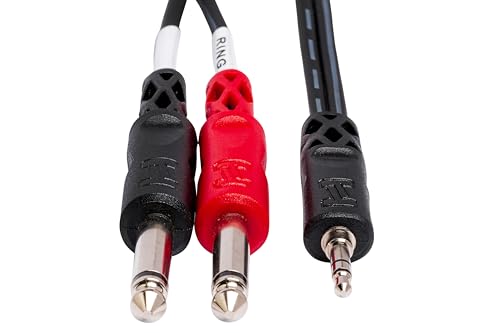 Music People CMP159 10 Inches Speaker Cable, Y Cable 1/8 Inch TRS to Dual 1/4 Inch TS Cable