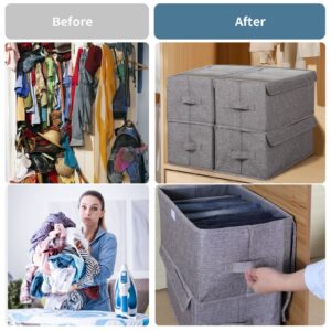 2Pcs Large Grid Closet Organizers and Storage Bins with Clear Lid - Wardrobe Clothes Organizer,Closet Drawer Organizers for Clothing,Jeans Pants Sweater Underwear Organizer for Closet(5Grids)