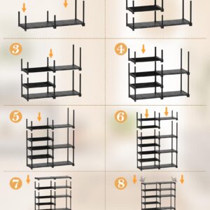 TIMEBAL 9 Tier Shoe Rack Organizer, 32-40 Pairs Shoe Storage Shelf, Shoe Stand with 2 Hooks, Shoe Rack for Closet, Stackable Shoe Rack for Boot & Shoe Storage, Removable & Dust Large Shoe Rack