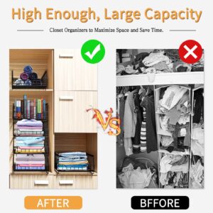 ADFOLEX Closet Organizer Storage Drawers for Clothes, Stackable Metal Storage Bins, Sliding Closet Organizers and Storage Shelves, Closet Wardrobe for Folded Clothes Jeans Pants (Black-4PCS)